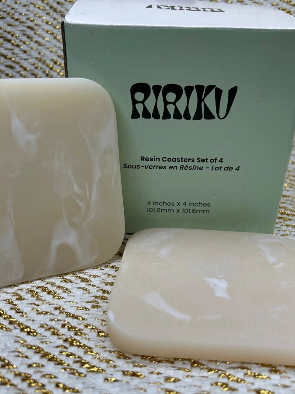 Set of 4 RIRIKU Resin Coasters Drink Coasters Modern Home Decor 4 Inches